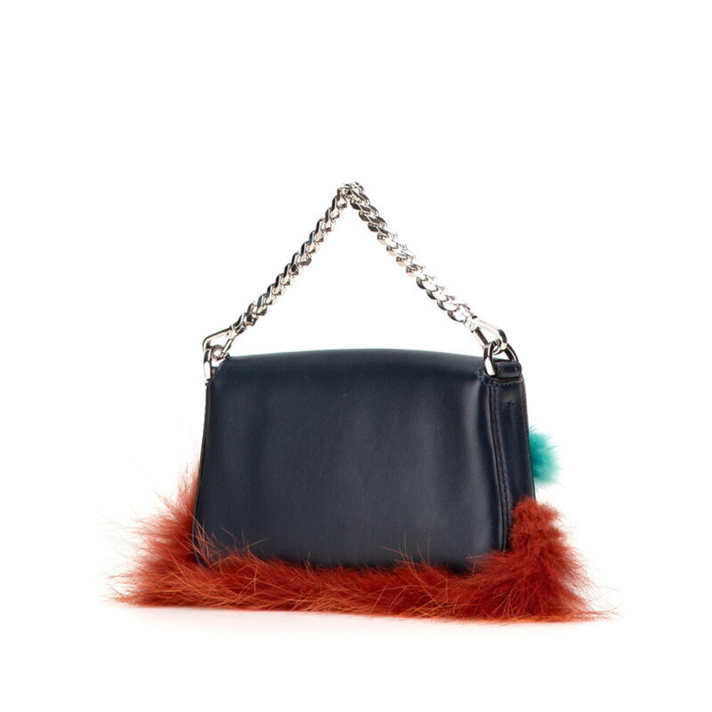 Fendi Bag Bugs Monster Bucket Handbag Shoulder Black Blue Leather Fur - Picture 2 of 9